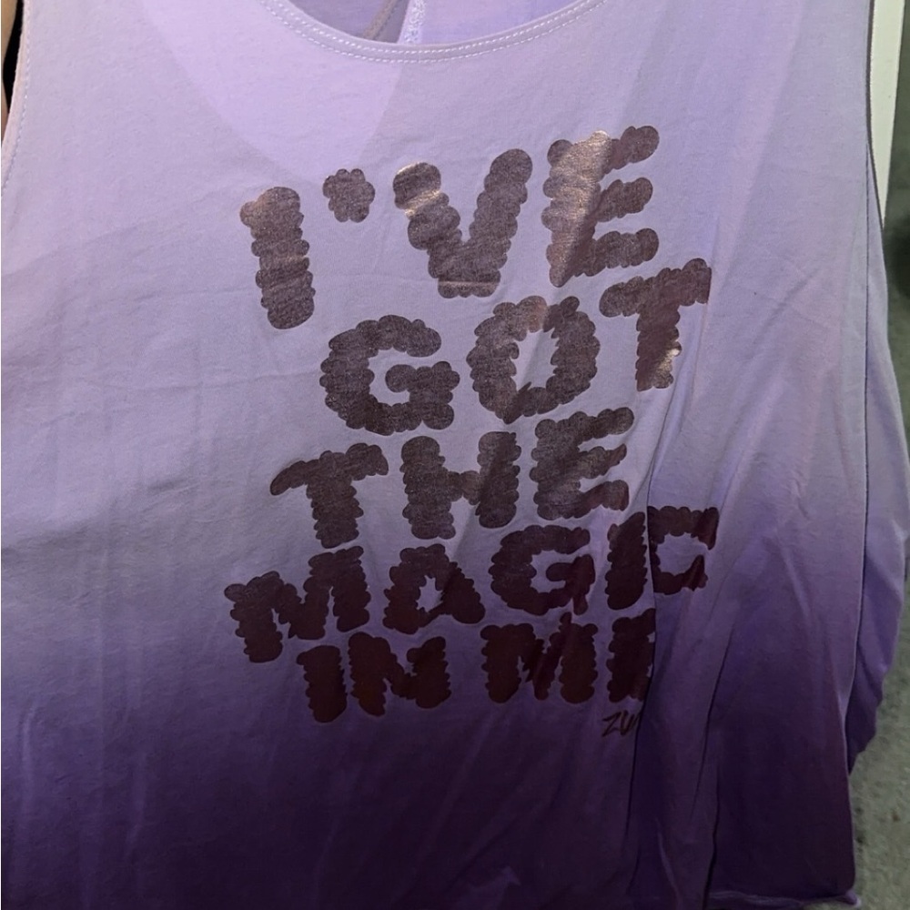 Zumba Fitness Lavender Ombre Tank with Metallic Purple Graphic